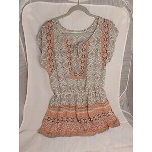 Maurices Shirt Womens Medium Peach Cap Sleeves